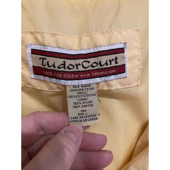 Tudor Court Yellow Windbreaker Rain Jacket Pockets Button Front Removable Hood - Picture 3 of 9